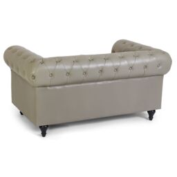 Bravich LTD Chesterfield Faux Leather 2 Seater Sofa Button Tufted with Wooden Legs in Grey - thumbnail 7
