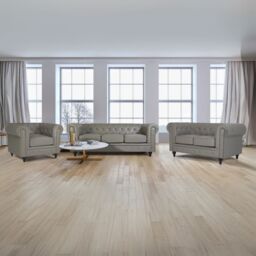 Bravich LTD Chesterfield Faux Leather 2 Seater Sofa Button Tufted with Wooden Legs in Grey - thumbnail 2