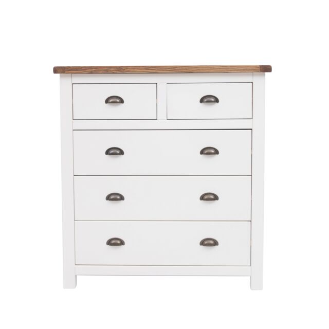 Cabinet Bits Lovere 5 Drawer Chest of Drawers Brass Cup Handle in Off-White - image 1