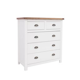 Cabinet Bits Lovere 5 Drawer Chest of Drawers Brass Cup Handle in Off-White - thumbnail 2