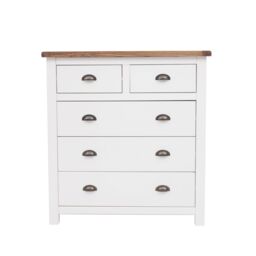 Cabinet Bits Lovere 5 Drawer Chest of Drawers Brass Cup Handle in Off-White - thumbnail 1