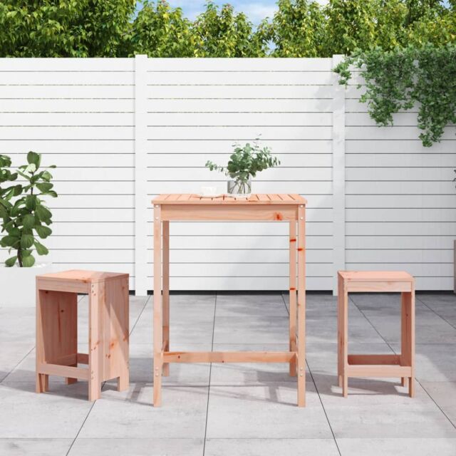 Berkfield Home 3 Piece Garden Bar Set Solid Wood Douglas in Brown - image 1