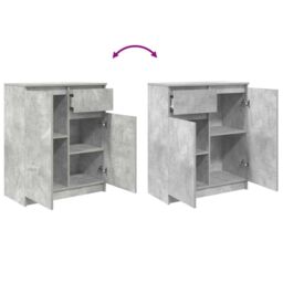 Berkfield Home Sideboard with Drawer Concrete Grey 71x35x84 cm Engineered Wood - Size: 71 x 35 x 84 cm - thumbnail 9