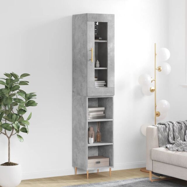Berkfield Home Highboard Concrete Grey 34.5x34x180 cm Engineered Wood - image 1