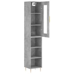 Berkfield Home Highboard Concrete Grey 34.5x34x180 cm Engineered Wood - thumbnail 4