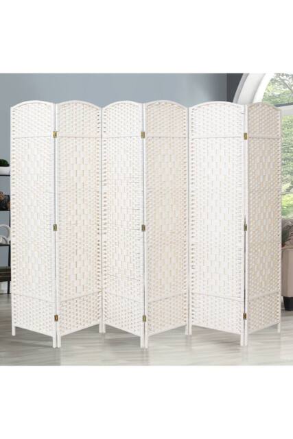 Living and Home Folding Solid Wood Room Divider Privacy Screen in White - image 1