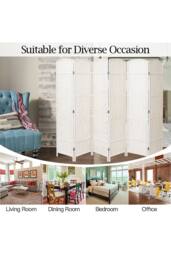 Living and Home Folding Solid Wood Room Divider Privacy Screen in White - thumbnail 2