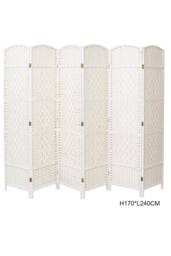 Living and Home Folding Solid Wood Room Divider Privacy Screen in White - thumbnail 4