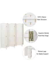 Living and Home Folding Solid Wood Room Divider Privacy Screen in White - thumbnail 5