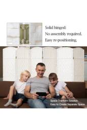 Living and Home Folding Solid Wood Room Divider Privacy Screen in White - thumbnail 3