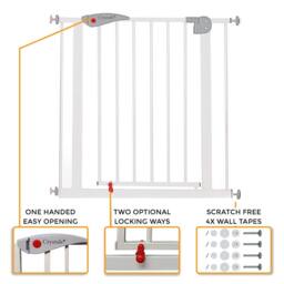 Crystals Home Baby Safety Gate Pet Dog Barrier Stair Doorway Guard 70x76cm in White - Size: 70x76 cm - thumbnail 9