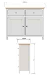 FWStyle 2 Door 2 Drawer Oak Sideboard Ready Assembled Cream Linen - thumbnail 6