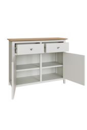 FWStyle 2 Door 2 Drawer Oak Sideboard Ready Assembled Cream Linen - thumbnail 5