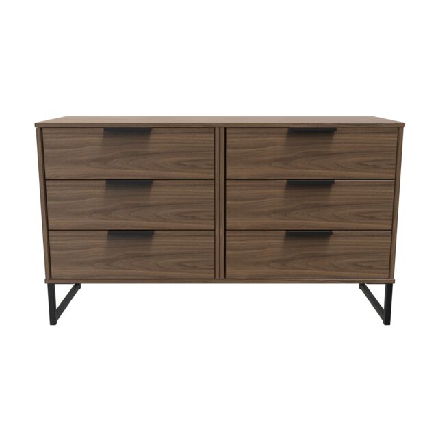 Ready Assembled 2 U Fuji 6 Drawer Wide Chest (Ready Assembled) in Walnut - image 1