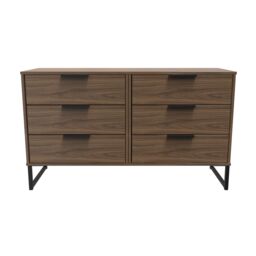 Ready Assembled 2 U Fuji 6 Drawer Wide Chest (Ready Assembled) in Walnut - thumbnail 1