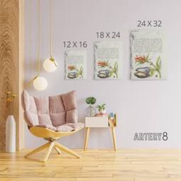 "Artery8 Flower Mussel & Ladybird Calligraphy Canvas Wall Art Print in White - Size: W12"" x H16""" - thumbnail 4