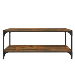 Berkfield Home TV Cabinet Smoked Oak 100x33x41 cm Engineered Wood & Steel in Brown - Size: 100 x 33 x 41 cm - thumbnail 5