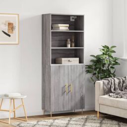 Berkfield Home Highboard Grey Sonoma 69.5x34x180 cm Engineered Wood - thumbnail 1