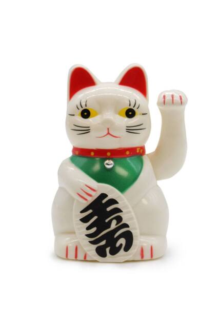 KDMD White Money Cat Waving Lucky Charm - 15cm, Wealth & Fortune - image 1