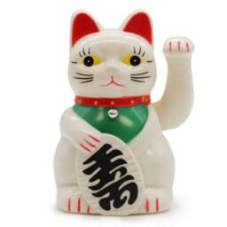 KDMD White Money Cat Waving Lucky Charm - 15cm, Wealth & Fortune - thumbnail 3