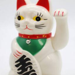 KDMD White Money Cat Waving Lucky Charm - 15cm, Wealth & Fortune - thumbnail 2
