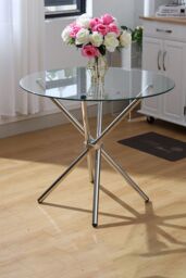 Living and Home 3pcs Dining Table Set of 2 Modern Faux Leather Dining Chairs and Tempered Glass Table in White - thumbnail 3