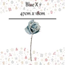 VFM e-Store Christmas Glitter Rose Decoration 47cm x 18cm Blue X 1 - Size: 47 cm x 18 cm - thumbnail 2