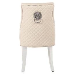 HOME LUXE INTERIOR Pair Of Minister Brushed Velvet Dining Chair With Lion Knocker Beige - Size: 1 Seater