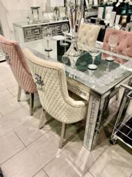 HOME LUXE INTERIOR Pair Of Minister Brushed Velvet Dining Chair With Lion Knocker Beige - Size: 1 Seater - thumbnail 3