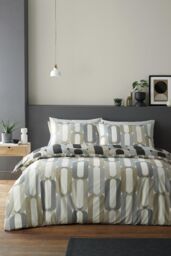 Fusion 'Orea' Retro Inspired Easycare Duvet Cover Set in Charcoal - Size: Single - thumbnail 3