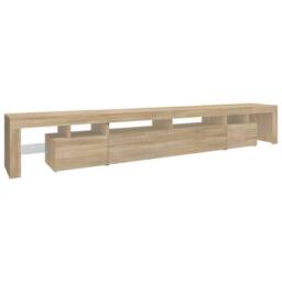 Berkfield Home TV Cabinet with LED Lights Sonoma Oak 260x36.5x40 cm in Light Brown - thumbnail 7