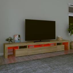 Berkfield Home TV Cabinet with LED Lights Sonoma Oak 260x36.5x40 cm in Light Brown - thumbnail 5