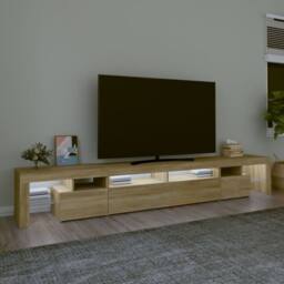 Berkfield Home TV Cabinet with LED Lights Sonoma Oak 260x36.5x40 cm in Light Brown - thumbnail 3
