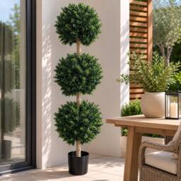 Leaf 150cm UV Protected Triple Ball Topiary Tree Artificial Premium in Green - thumbnail 1