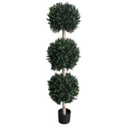 Leaf 150cm UV Protected Triple Ball Topiary Tree Artificial Premium in Green - thumbnail 3