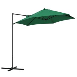 OUTSUNNY 2.5M Offset Roma Patio Umbrella W/ 360° Rotation & Base in Green - thumbnail 2