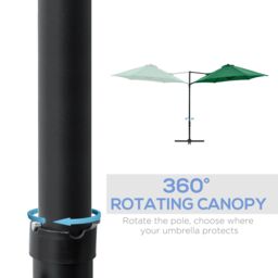 OUTSUNNY 2.5M Offset Roma Patio Umbrella W/ 360° Rotation & Base in Green - thumbnail 6