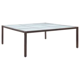 Berkfield Home Garden Dining Table Brown 200x200x74 cm Poly Rattan - Size: 200 x 200 x 74 cm