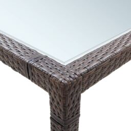 Berkfield Home Garden Dining Table Brown 200x200x74 cm Poly Rattan - Size: 200 x 200 x 74 cm - thumbnail 3