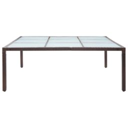 Berkfield Home Garden Dining Table Brown 200x200x74 cm Poly Rattan - Size: 200 x 200 x 74 cm - thumbnail 2