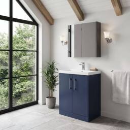 Balterley Winshill Contemporary 2 Door Vanity Basin Unit, Dark Blue, 600mm in Blue - thumbnail 4