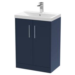 Balterley Winshill Contemporary 2 Door Vanity Basin Unit, Dark Blue, 600mm in Blue - thumbnail 1