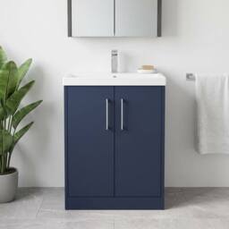 Balterley Winshill Contemporary 2 Door Vanity Basin Unit, Dark Blue, 600mm in Blue - thumbnail 6