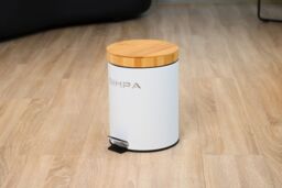 simpa 5L Soft-Closing Pedal Dustbin with Bamboo Lid in White - thumbnail 4