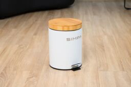 simpa 5L Soft-Closing Pedal Dustbin with Bamboo Lid in White - thumbnail 3