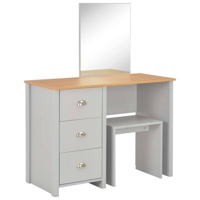 Berkfield Home Dressing Table with Mirror & Stool Grey 104x45x131 cm - Size: 104 x 45 x 131 cm - image 1