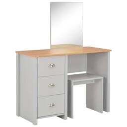 Berkfield Home Dressing Table with Mirror & Stool Grey 104x45x131 cm - Size: 104 x 45 x 131 cm - thumbnail 1