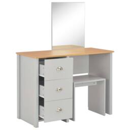 Berkfield Home Dressing Table with Mirror & Stool Grey 104x45x131 cm - Size: 104 x 45 x 131 cm - thumbnail 3