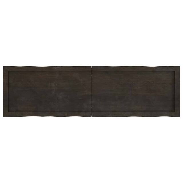 Berkfield Home Table Top Dark Grey 140x40x(2-4) cm Treated Solid Wood Live Edge in Dark Brown - image 1