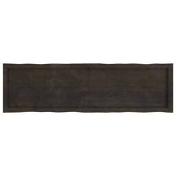 Berkfield Home Table Top Dark Grey 140x40x(2-4) cm Treated Solid Wood Live Edge in Dark Brown - thumbnail 1